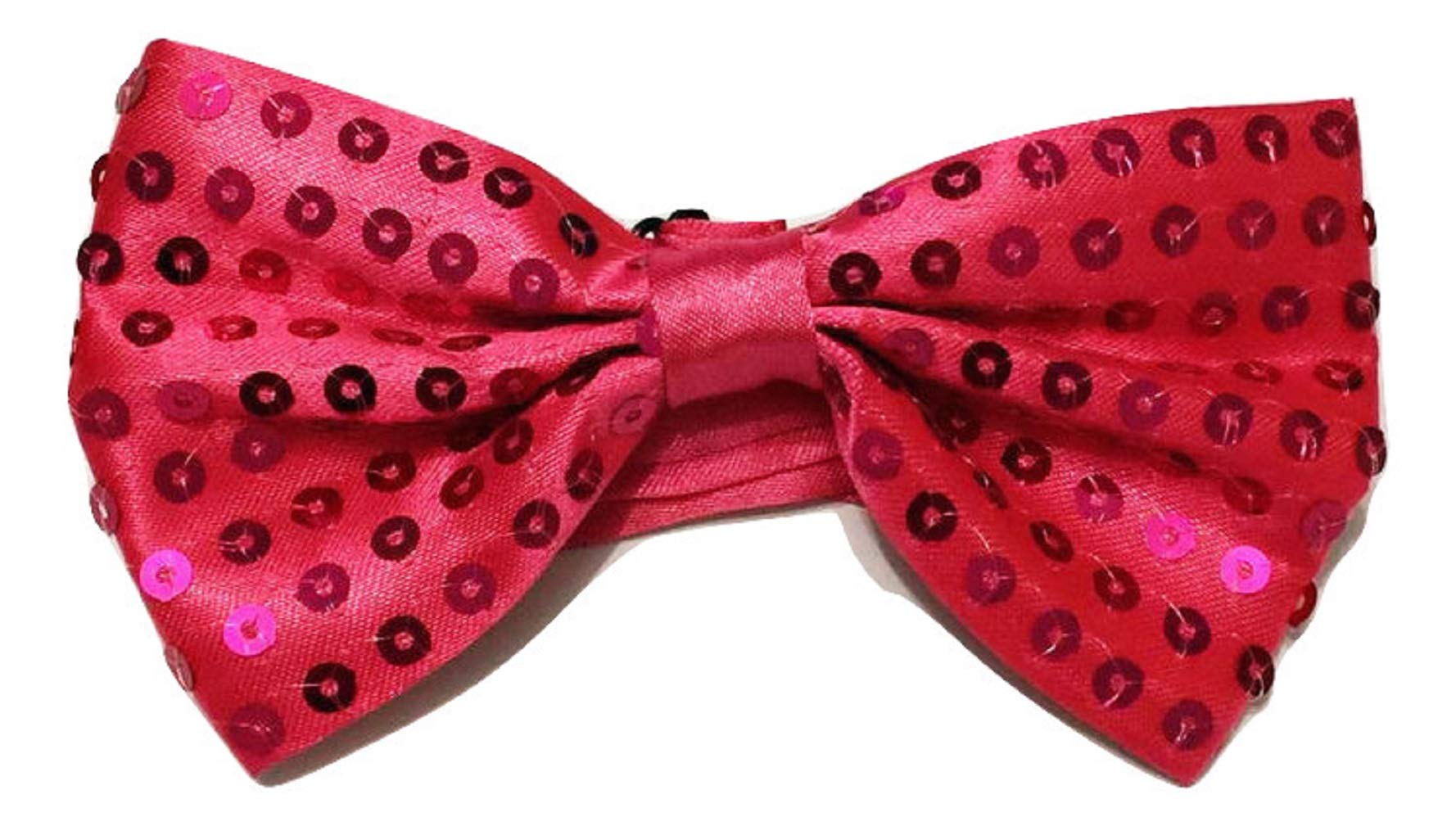 L&L® Bow Tie Glitter Sparkly Sequin Dickie Dicky Dance Party Fancy Dress (Hotpink)