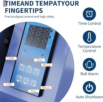 16x24 Heat Press, Digital Professional Sublimation Machine, Fast Heating, Industrial Quality with Adjustable Pressure Industrial Digital Heat Press Machine Sublimation for T-Shirt, Blue