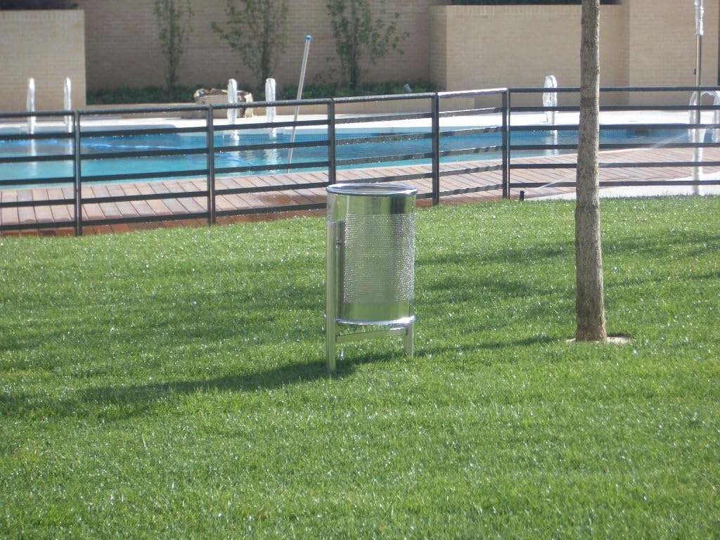 Papelera Exterior Circular de acero inoxidable 60 litros para comunidades de vecinos, Parques y Jardines.