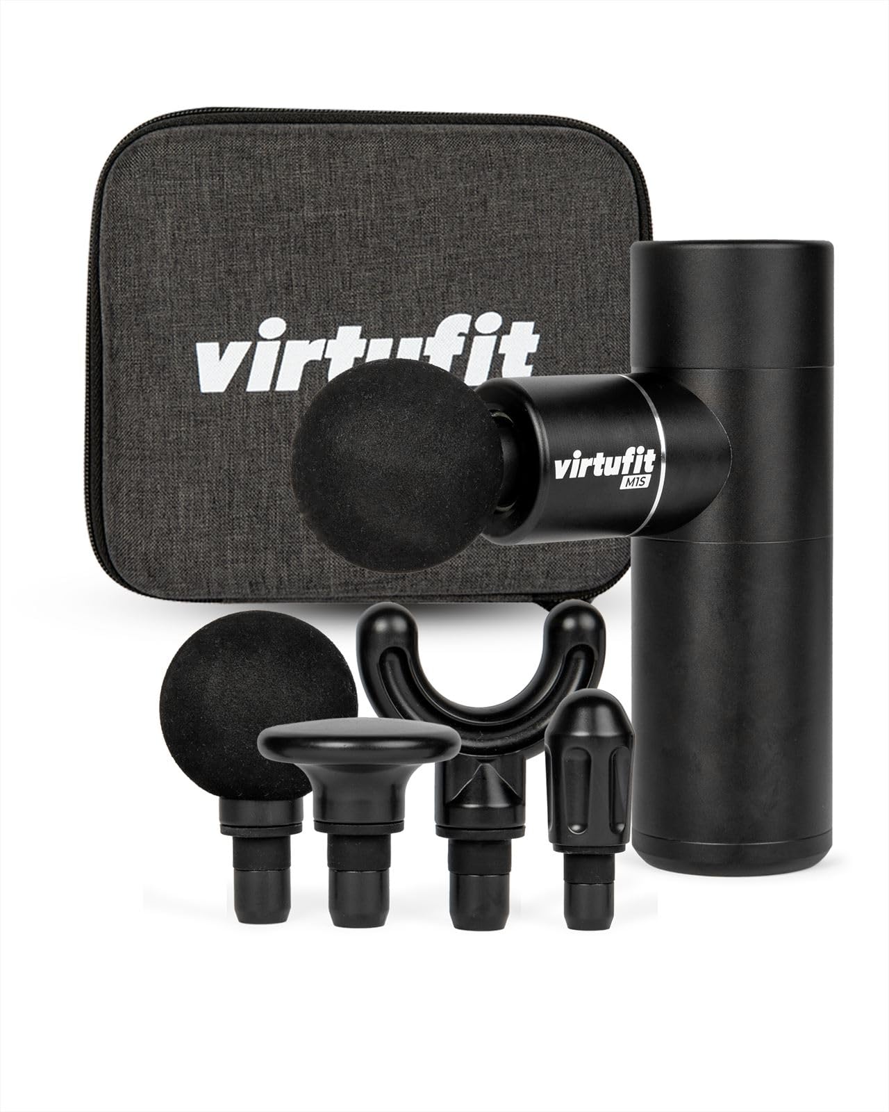 VirtuFit M1s Mini Massagepistole - 4 Aufsätze - Wiederaufladbar - Muskelmassage - Kabellos - Inklusive Aufbewahrungskoffer - Professionell