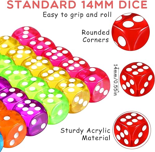 Miniatura 2 de Syhood Juego de 1000 dados de colores de 0.555 pulgadas, 6 caras con 5 bolsas de cordón, dados estándar para juegos de dados, aula, enseñanza de