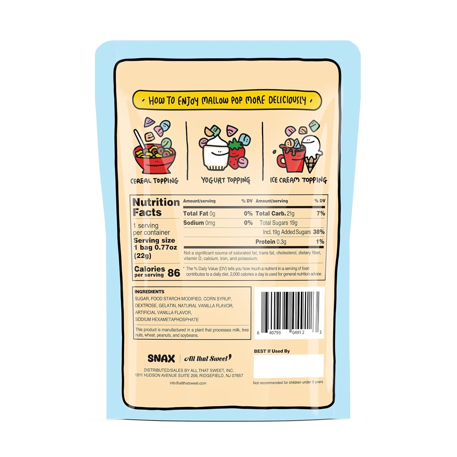 Mallow Pop White 0.77oz 12 packs Dehydrated marshmallows, great for Cereal, Yogurt, and Ice Cream Toppings