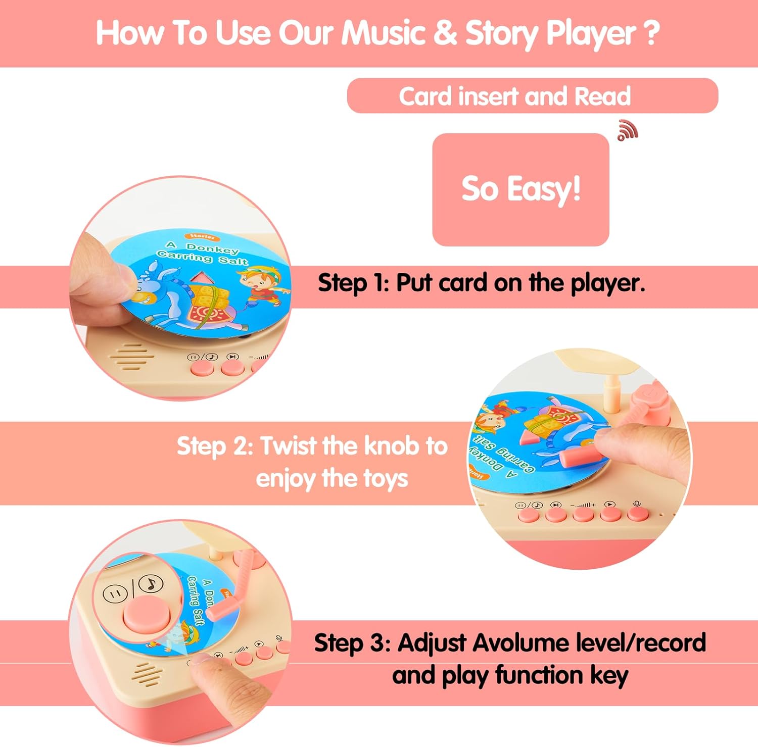 Kids Phonograph with 99 Cards,Card Phonograph for Kids,Toddler Record Player,Children's Storyteller Sleeping Music Box,Gift for Boys and Girls (Brown)