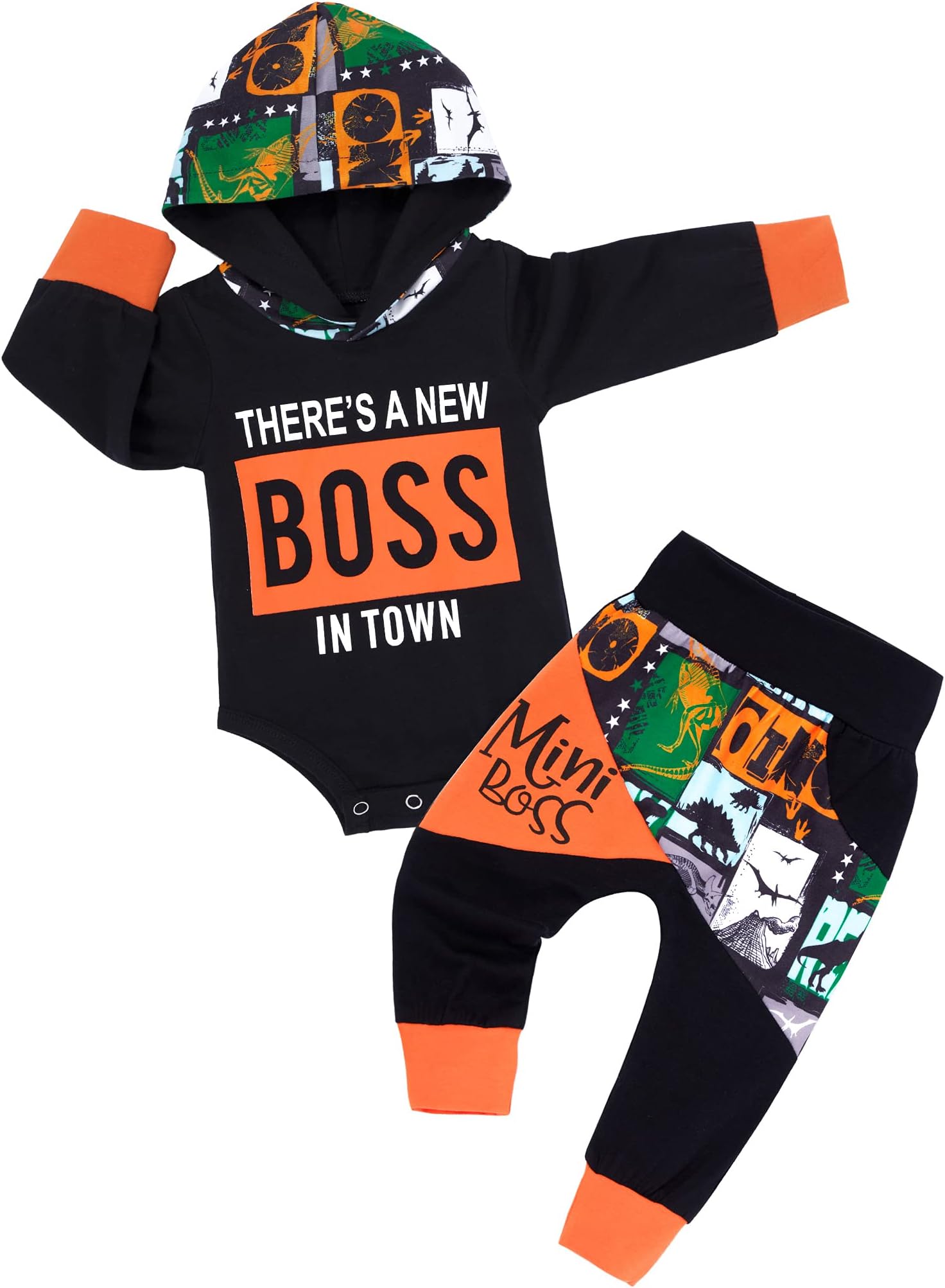 FommyNewborn Baby Boy Clothes Plaid Letter Print Long Sleeve Hoodies + Long Pants 2PCS Fall Winter Outfits Set