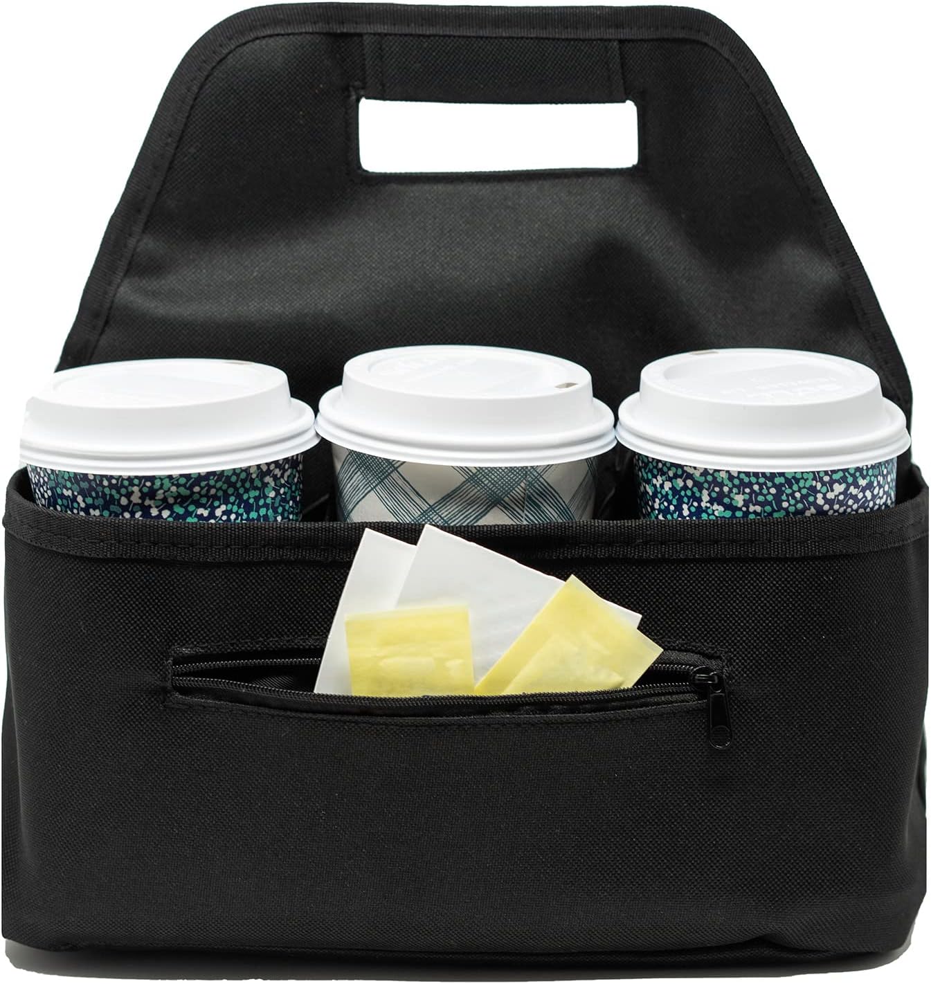 Drink Caddy Portable Drink Carrier and Reusable Coffee Cup Holder - 6 Cup Collapsible Tote Bag with Organizer Pockets Safely Secures Hot and Cold Beverages - Perfect for Food Delivery and Take Out (6) - Image 2