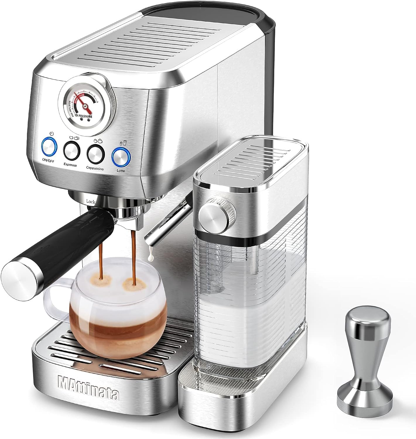 Cappuccino Machine and Espresso Machine, 20 Bar Stainless Steel Latte Maker and Espresso Machine for Home with Automatic Milk Frothing System