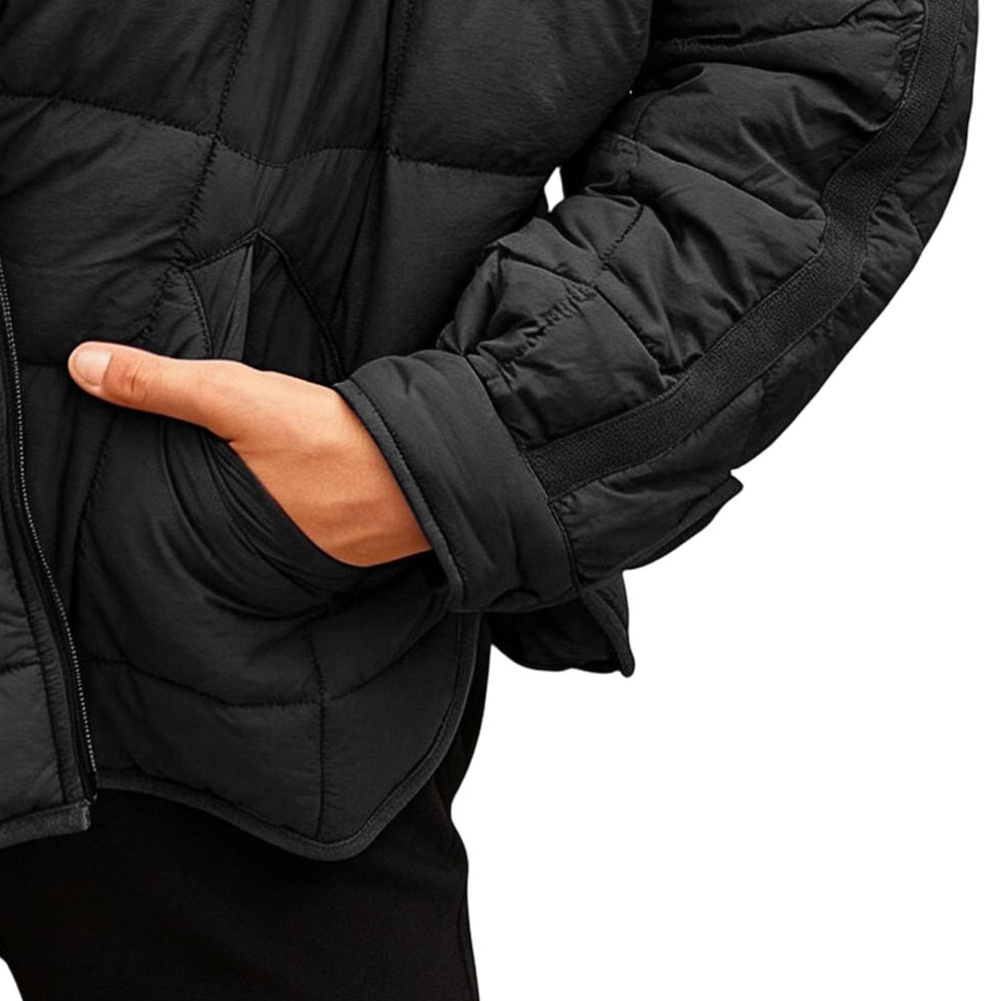 Piumino da donna caldo con zip intera, trapuntato, casual, colletto alla