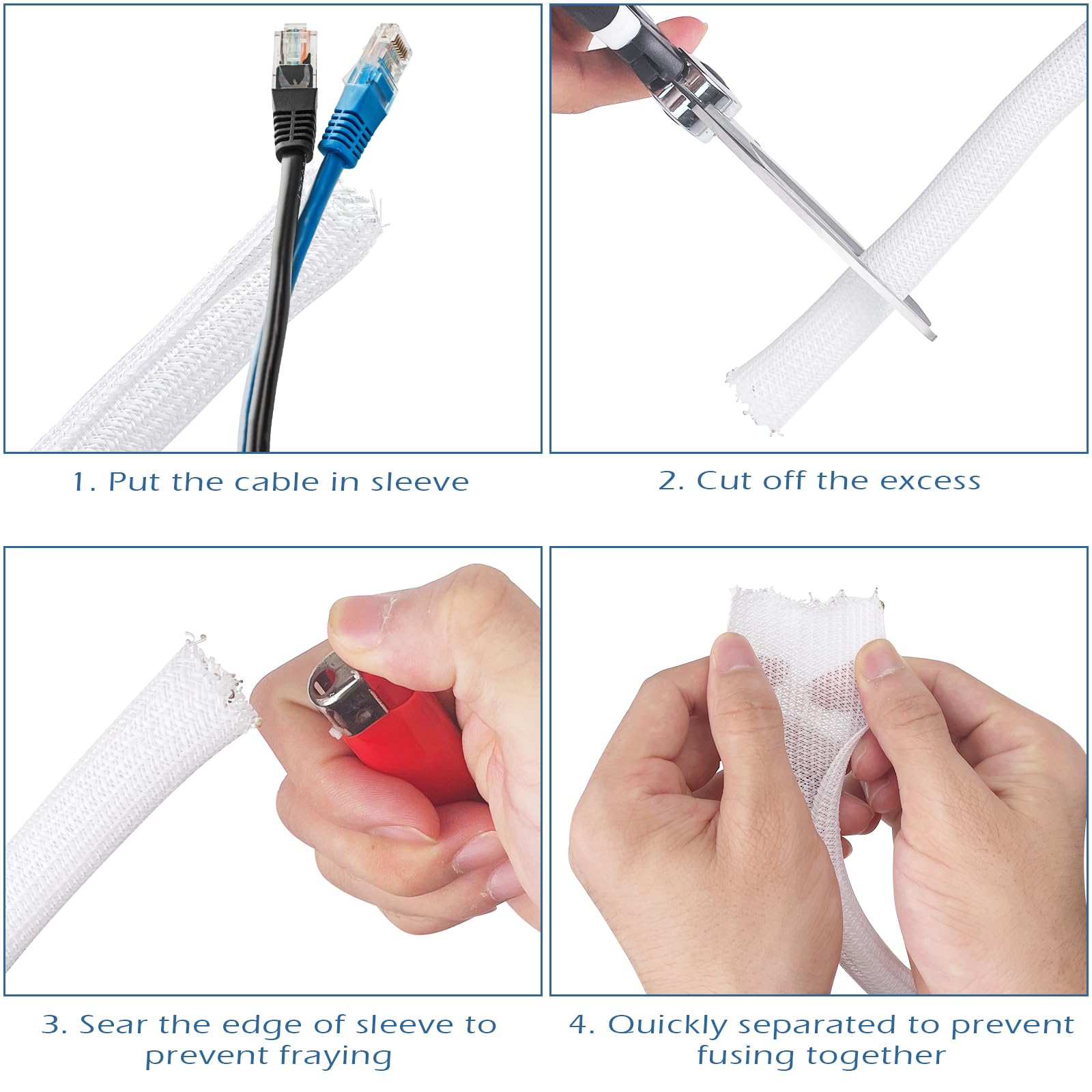 Guaina Cavi Auto-Chiudente 13mm - 3 Metri Per Organizzare Cavi Elettrici | Protezione Da Animali E Bambini, Bianco - Foto 10