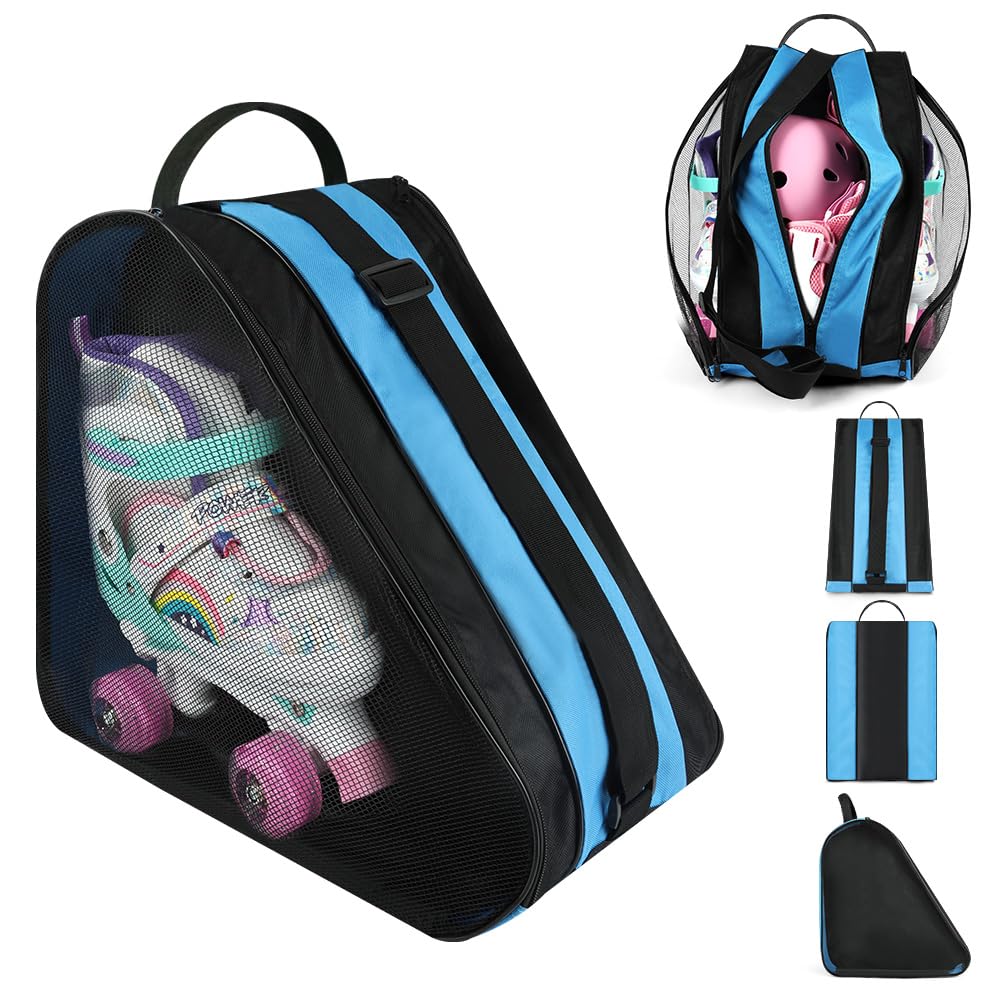 GLAITC Rolschaatstas, rolschaatstas, uniseks, met verstelbare schouderriem, draagtas voor skates, skateschoenen, voor vrouwen, mannen, kinderen, roze