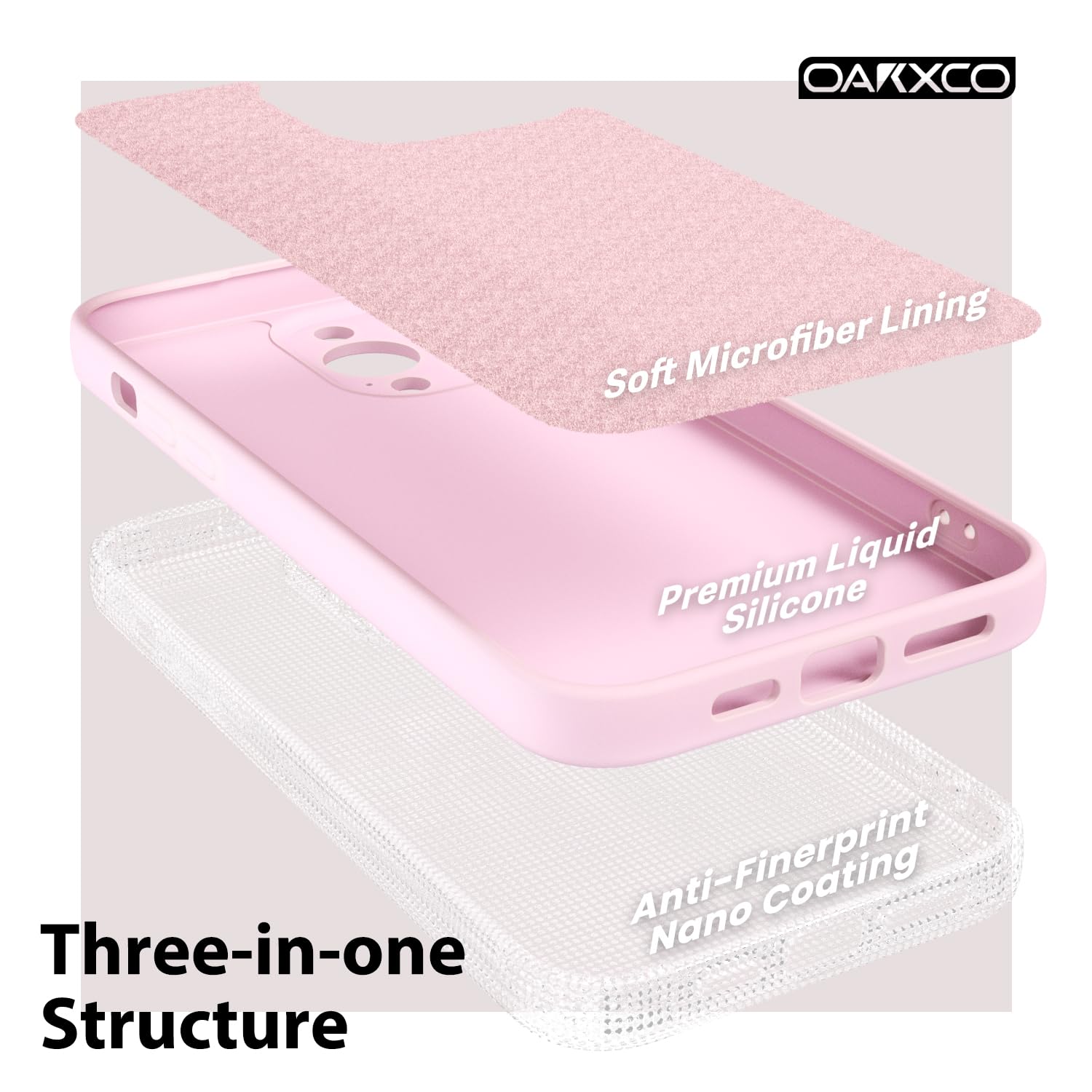 oakxco for iPhone 16 Pro Max Case Liquid Silicone, Soft Rubber Gel Elegant Aesthetic Basic Simple Cover, Cute Thin Slim TPU Matte Solid Color Plain Smooth Case for Women Girl, Light Pink — view 1398