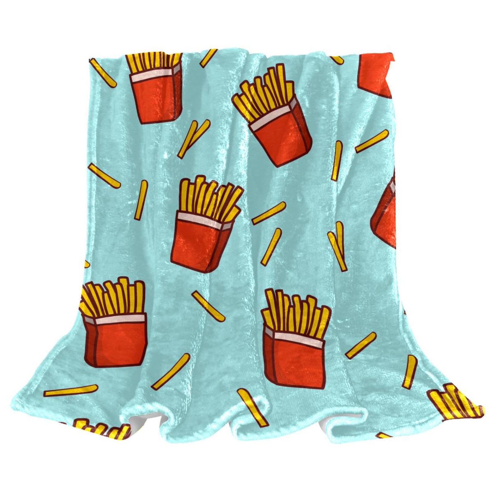 Couverture polaire frites plaid de canapé et lit pour salon 150x130cm