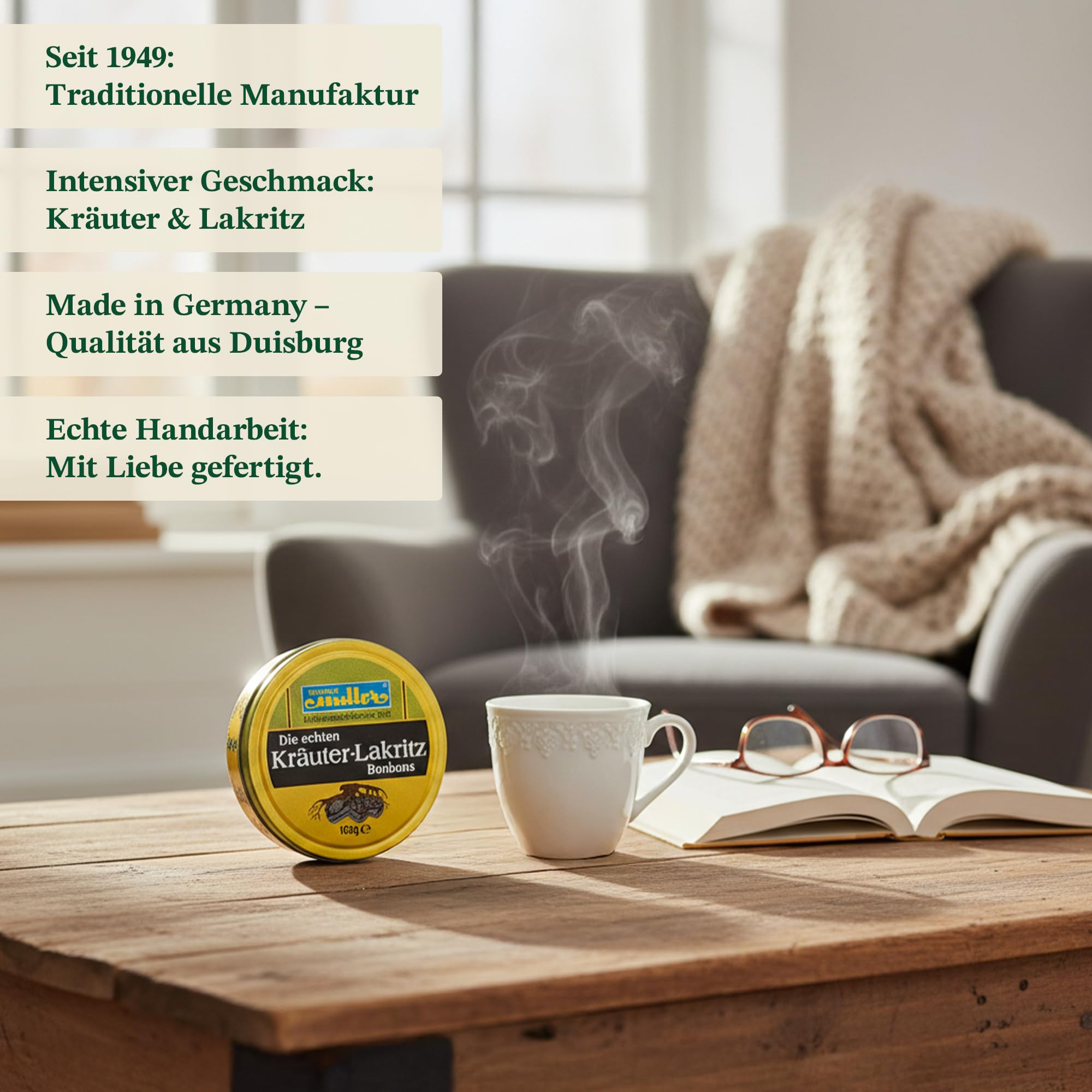 WILHELM Müller Kräuter-Lakritz Bonbons - Kräuter-Lakritz Bonbons - In einer praktischen Dose aus Deutschland - 2000g