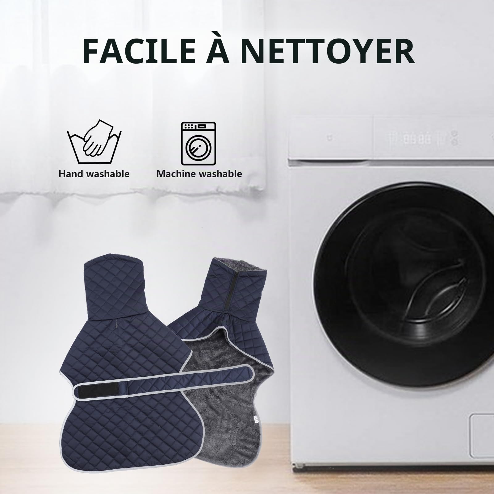 Geyecete Manteau Chien Hiver pour lévriers,Manteau Chien imperméable pour Levriers,Pull Chien pour Whippets avec Doublure en Polaire Chaude,Vêtements pour lévriers/Lurchers/Whippets-Bleu-L