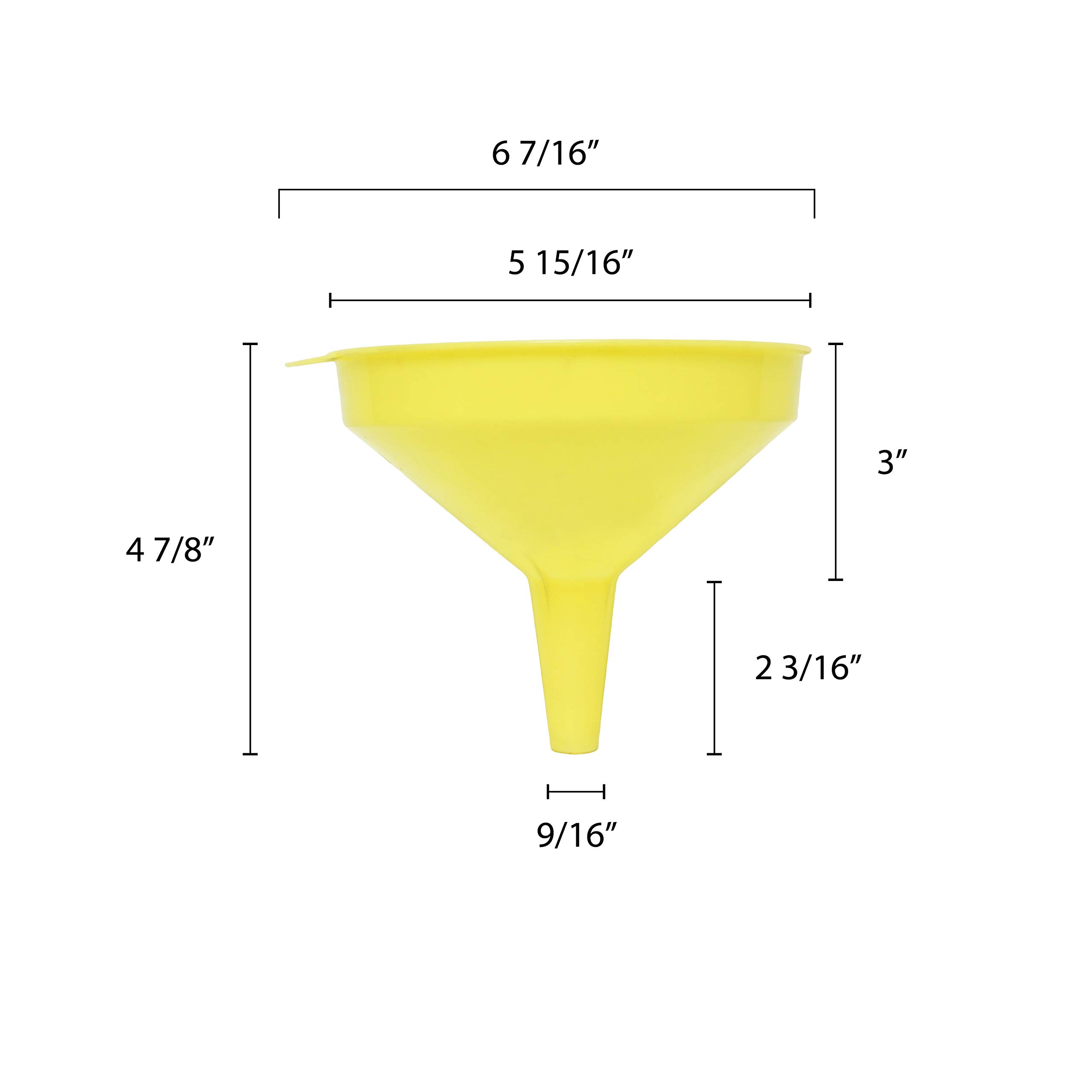 Restaurant Essentials Plastic 32 oz 6.13 inch yellow funnel, comes in each