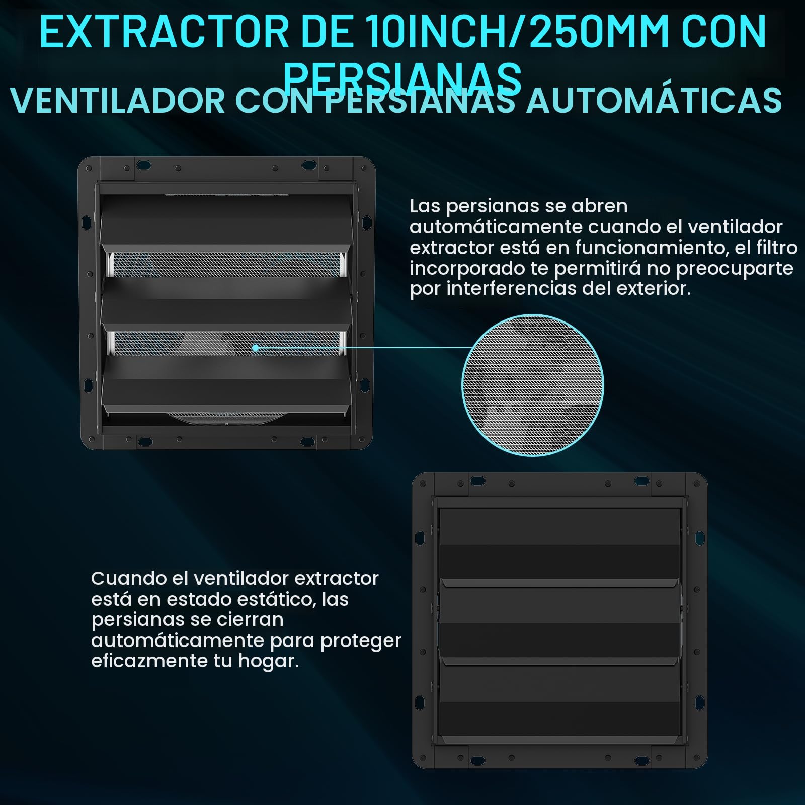 HG Power 250mm Ventilador Extractor de Aire Escape 1100 m³/h Extractor Industrial para Enfriar Casas y Almacenes, Ventilación, Circulación de Aire con Enchufe EU