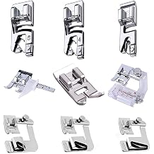 9pcs Sewing Machine Presser Feet Set Including 6pcs Rolled Hemmer Presser Foot, 1pcs Zig Zag Foot, 1 pcs Adjustable Guide Foot and 1pcs Adjustable Bias Binder Foot for Singer, Brother, Janome etc