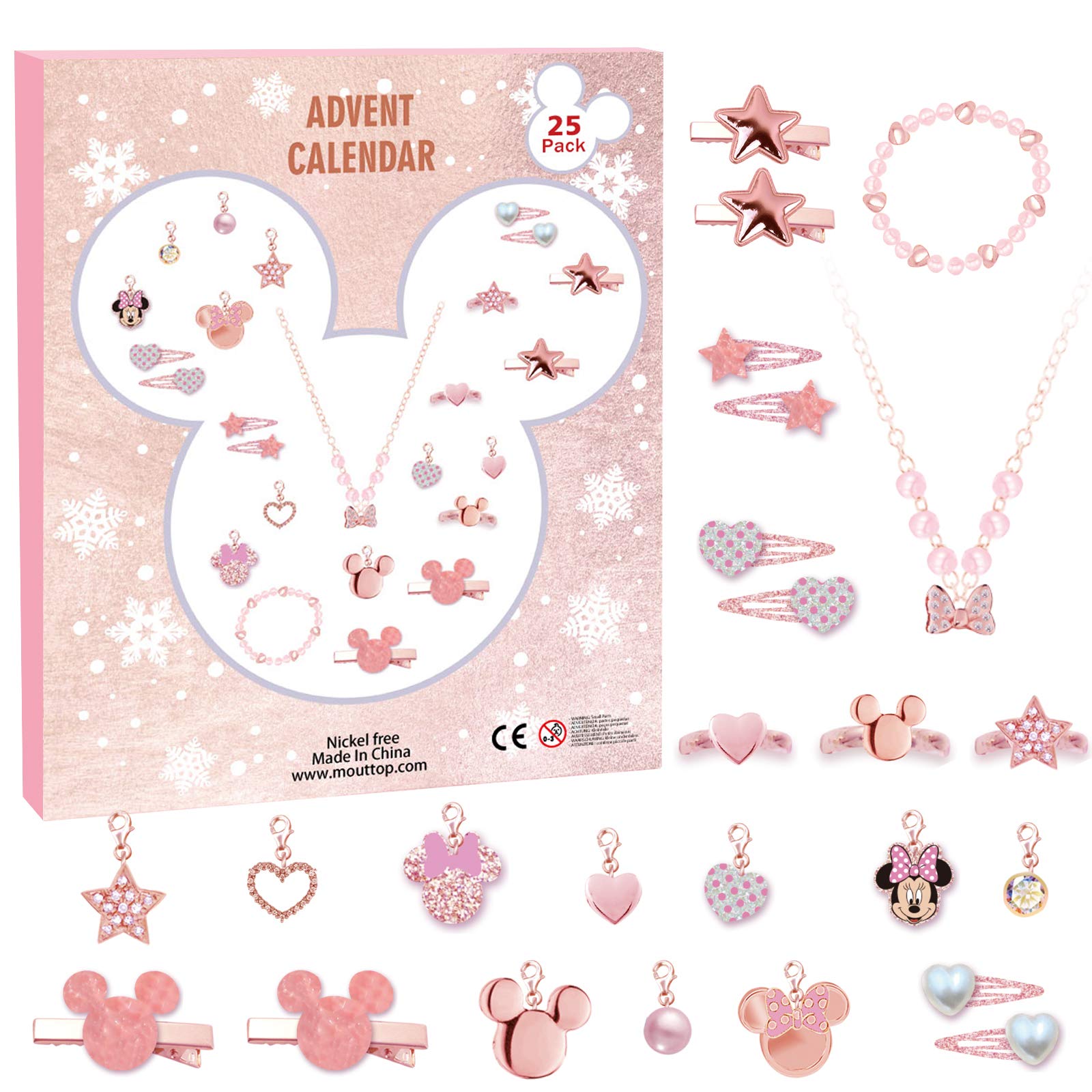 Advent Calendar 2025 for Kids 24 Days Christmas Countdown Calendar Cartoon Animation for Girls DIY Surprise Gifts with Charm Pendant