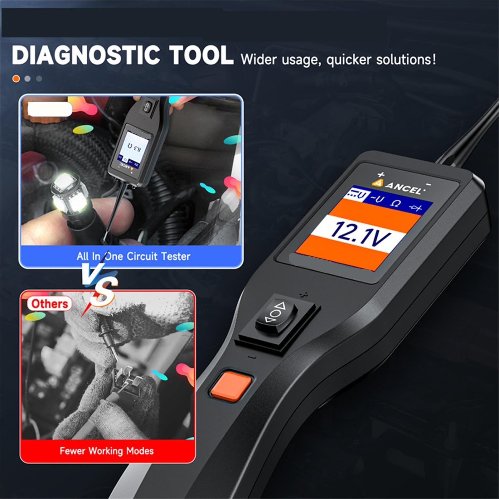 Spannungsprüfer, Kfz-Stromkreistester, Digitales Spannungs-Stromkreissonden-Kit Mit Kurzschlussdetektor, Elektrisches Diagnosewerkzeug,Autoelektrikwerkzeug