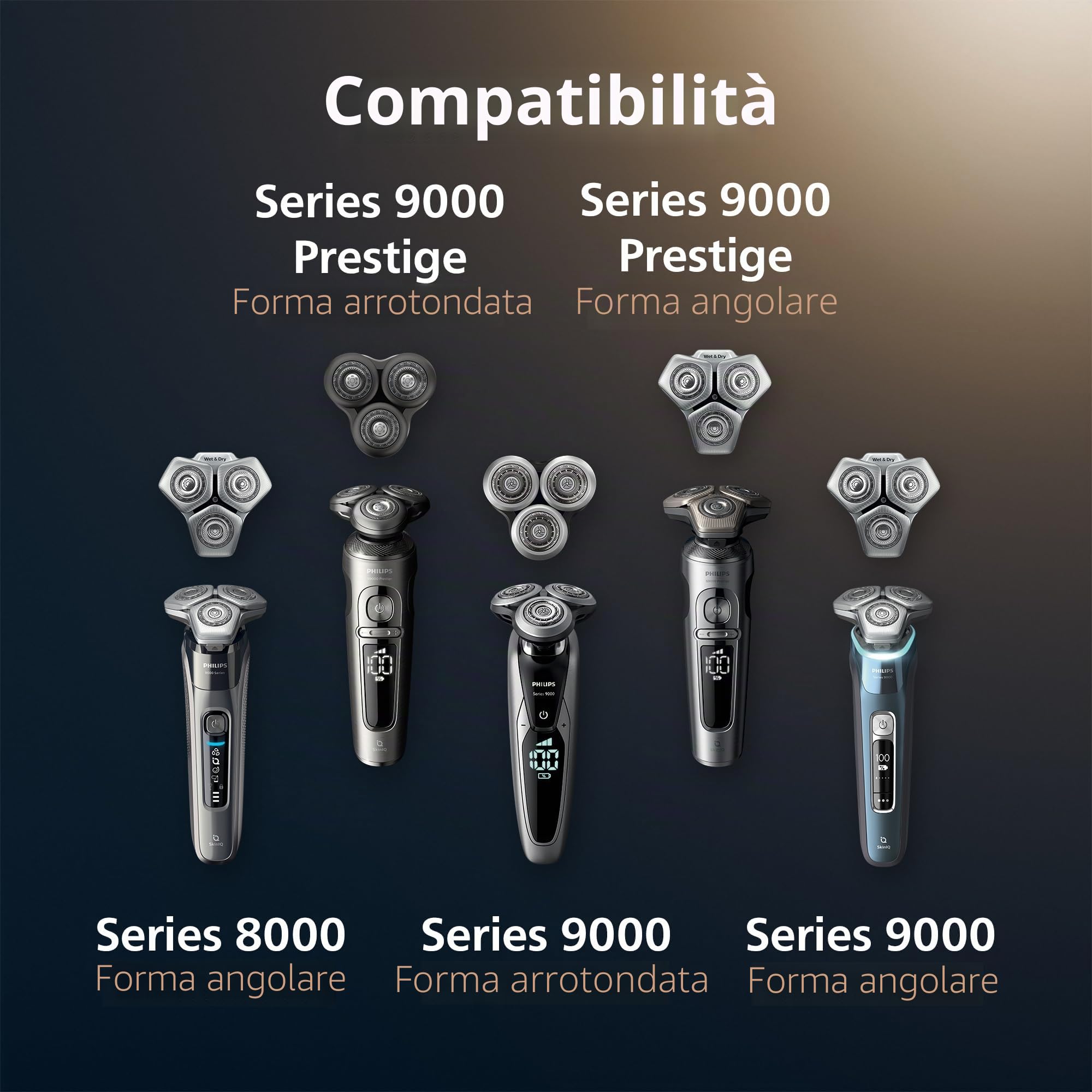 Philips Norelco SH91/52 - Testine di ricambio per rasoi Norelco serie S9000 e 9000 Prestige, ultima versione per Refreshed SH90/70, SH98/70 e SH98/80