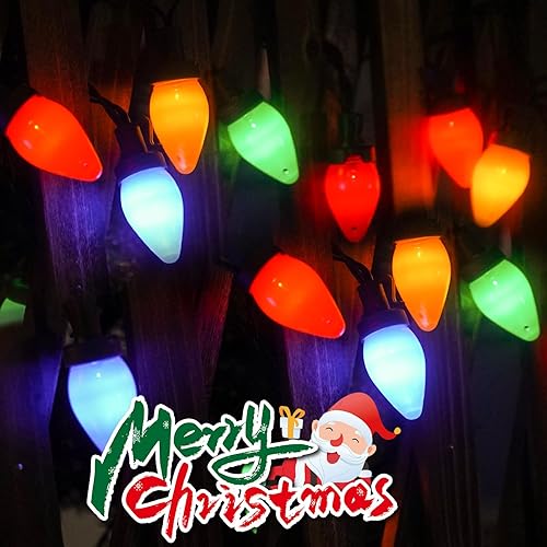 Miniatura 5 de Couah Luces de Navidad C7 que funcionan con pilas de 24 pies, 50 luces LED C7 alimentadas por baterías, para interiores y exteriores, árbol de