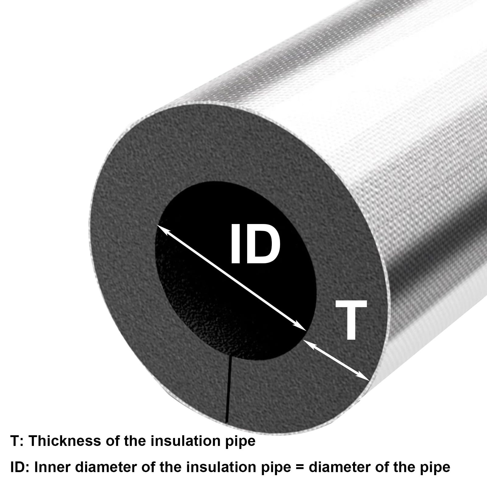 Isolante per Tubature per Protezione Solare 22mm 27mm 34mm 48mm 60mm Manicotto Isolante in Foglio di Alluminio Tubo Isolante in Esterni(TK 30mm/1.2",ID 114 mm/4.5")