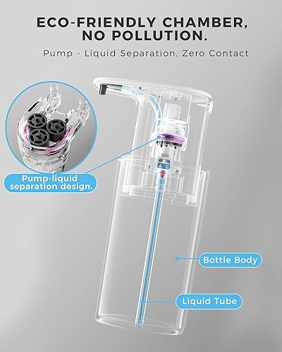 Miniatura 8 de Dispensador automático de jabón líquido sin contacto, 16.2 oz16.2 fl oz recargable, 3 niveles de líquido ajustables, IPX7 impermeable, para cocina y