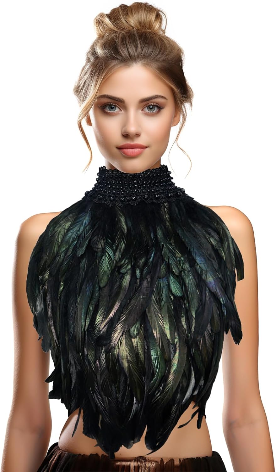 HOMELEX Feather Cape Shawl Costume Witch Wings Collar Adult Crow Neck