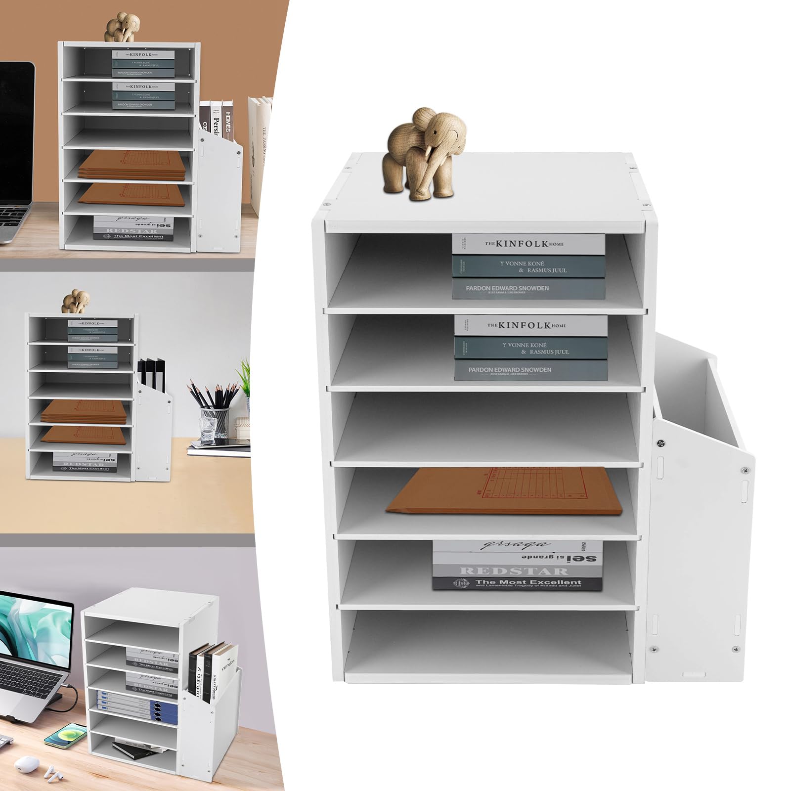 Organizer da scrivania, con 6 scomparti, pannello in PVC, spessore 10 mm, per ufficio, casa, scuola
