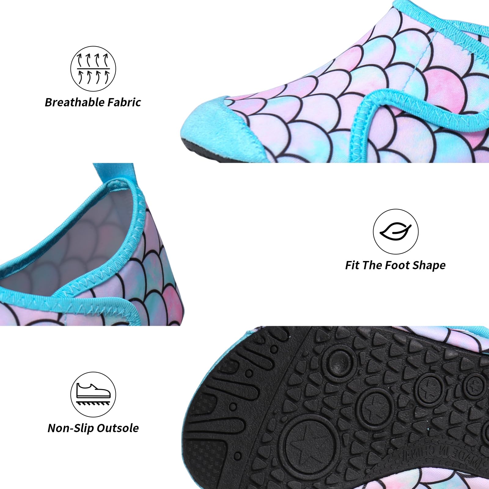 Escarpines Niño Niña Zapatillas Agua Zapatos de Playa y Piscina Calcetines Natación de Antideslizante Calzado para el Agua Zapatos Descalzos para Niños 22-33EU