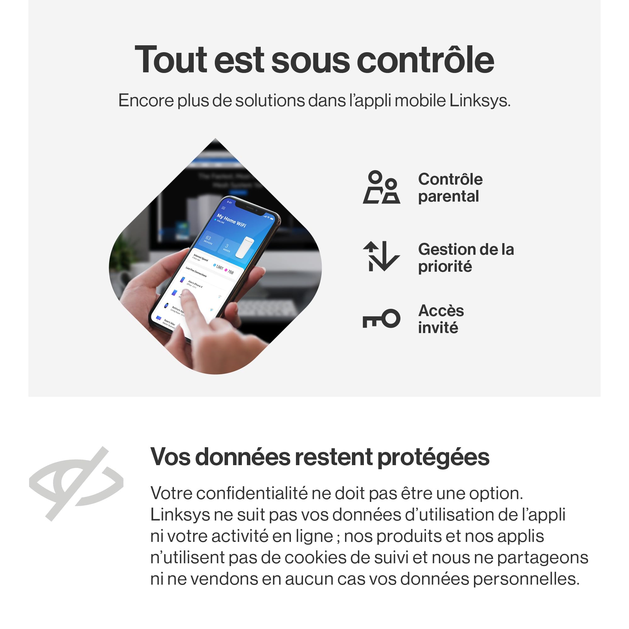 Linksys Système WiFi 6E Mesh Linksys Velop Pro MX6202-KE – Routeur Cognitive Mesh 6 GHz et 5,4 Gbit/s – Couverture Multiroom jusqu’à 550 m² et 400 appareils – Lot de 2