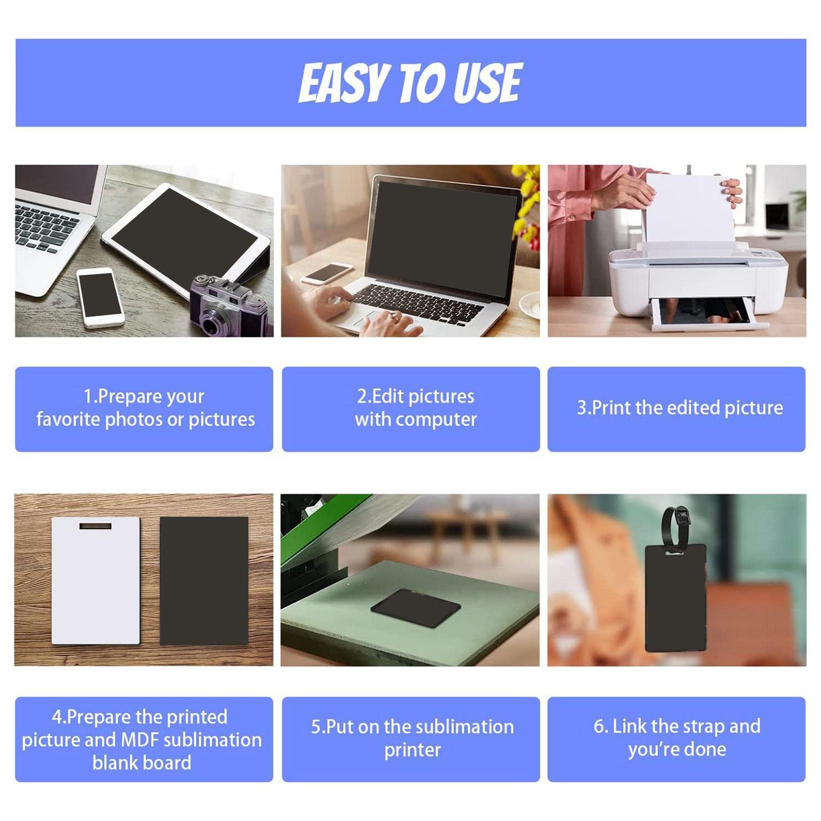 5 zestaw 12 x sublimacja puste etykiety bagażowe DIY etykieta torba na dowód osobisty dwustronna biała
