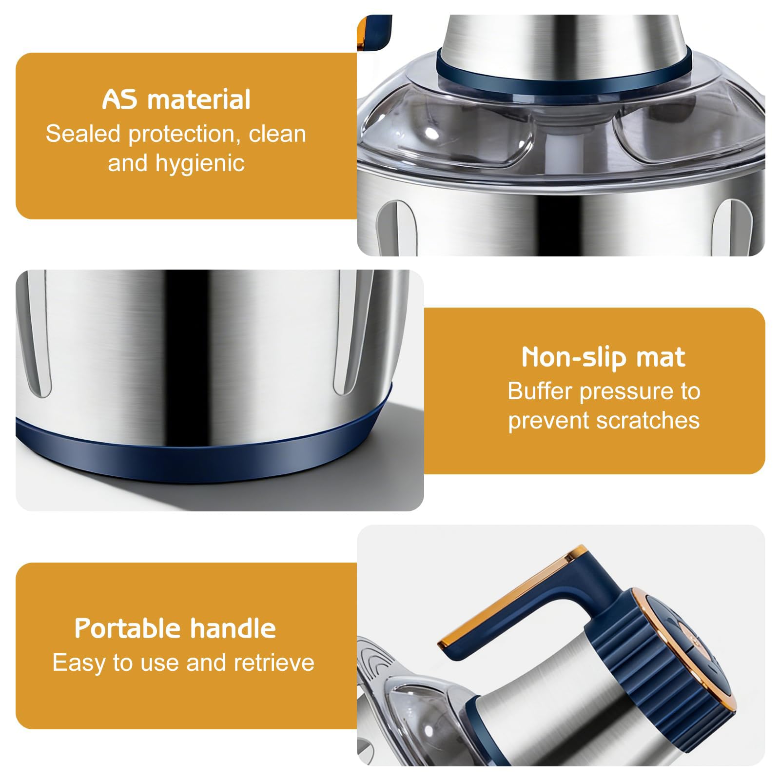 Tritatutto elettrico con ciotola in acciaio inox da 5 l e 2 lame girevoli a 6 lati, tritacarne elettrico da 500 W, 5 velocità, tritacarne universale, grande tritatutto per carne, frutta, verdura
