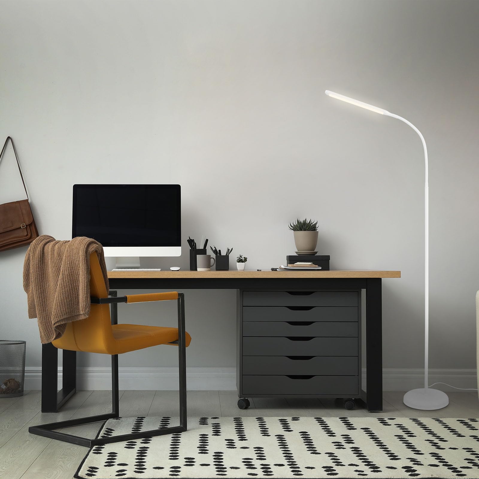 Briloner Lampada da Terra LED Dimmerabile Come Decorazione in Soggiorno e Lampada da Lettura, Lampada LED Orientabile, Lampada da Soggiorno, Touch, Illuminazione Indiretta, Bianco (1472016)