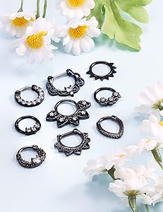 hengkaixuan 16G septum piercing septum clicker ring septum hoepel sieraden voor vrouwen 316L roestvrij staal neus hoepel ring daith kraakbeen oorbel segment clicker ring tragus helix conch piercing 8