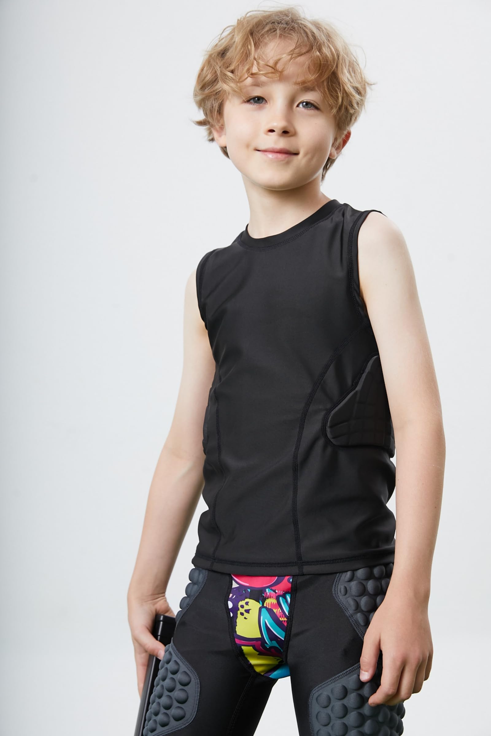 Maillot de football rembourré pour enfant avec protections côtelées