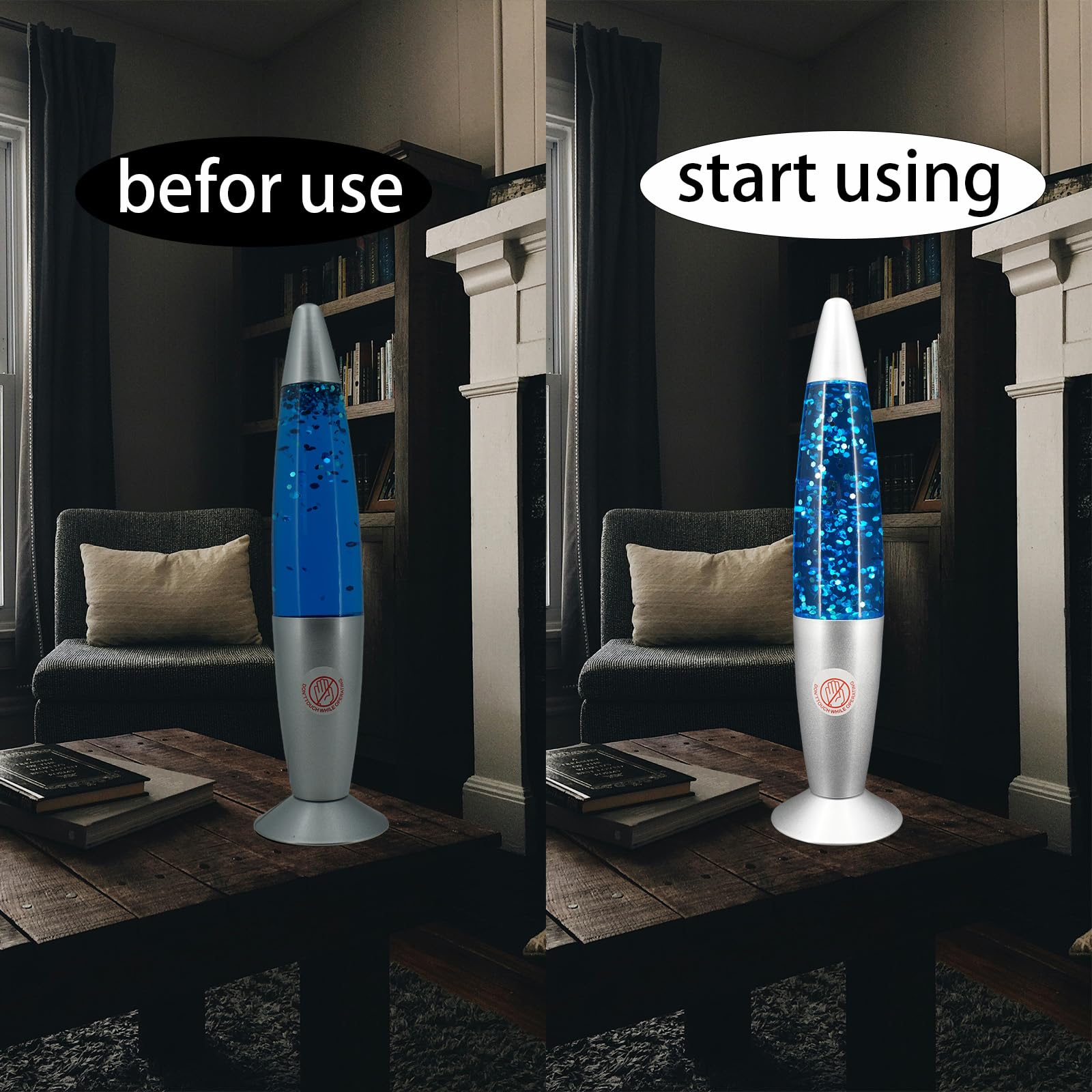 zhrisezlava 13IN Blue Glitter Lamp, Big Glitter Flow in Liquid
