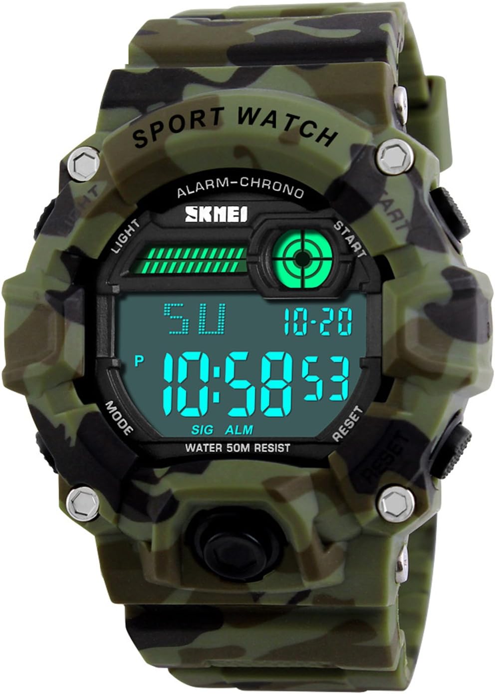 VAZEEDO Boys Camouflage LED Sport Watch,Waterproof Digital Electronic Casual Military Wrist Kids Sports Watch with Silicone Band Luminous Alarm Stopwatch Watches