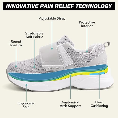 Miniatura 2 de Ortho+rest Zapatos para diabéticos para mujer con cierre ajustable, zapatos ortopédicos para caminar y edema para pies hinchados