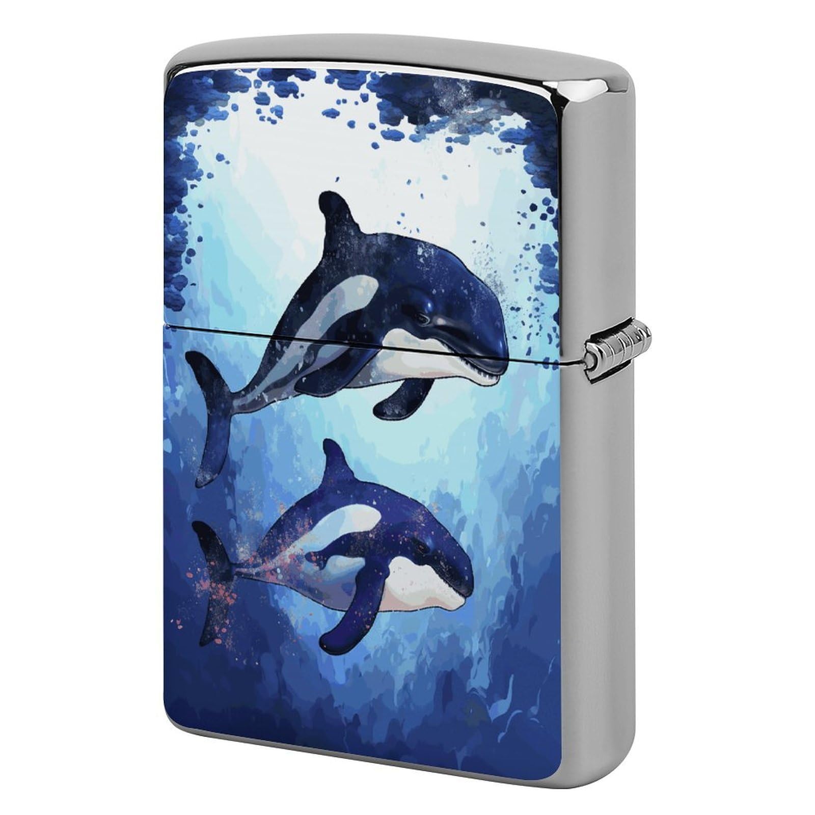 Fekiloot Style Orca Killer Whale Lighter Case Cover Metal Lighter Case
