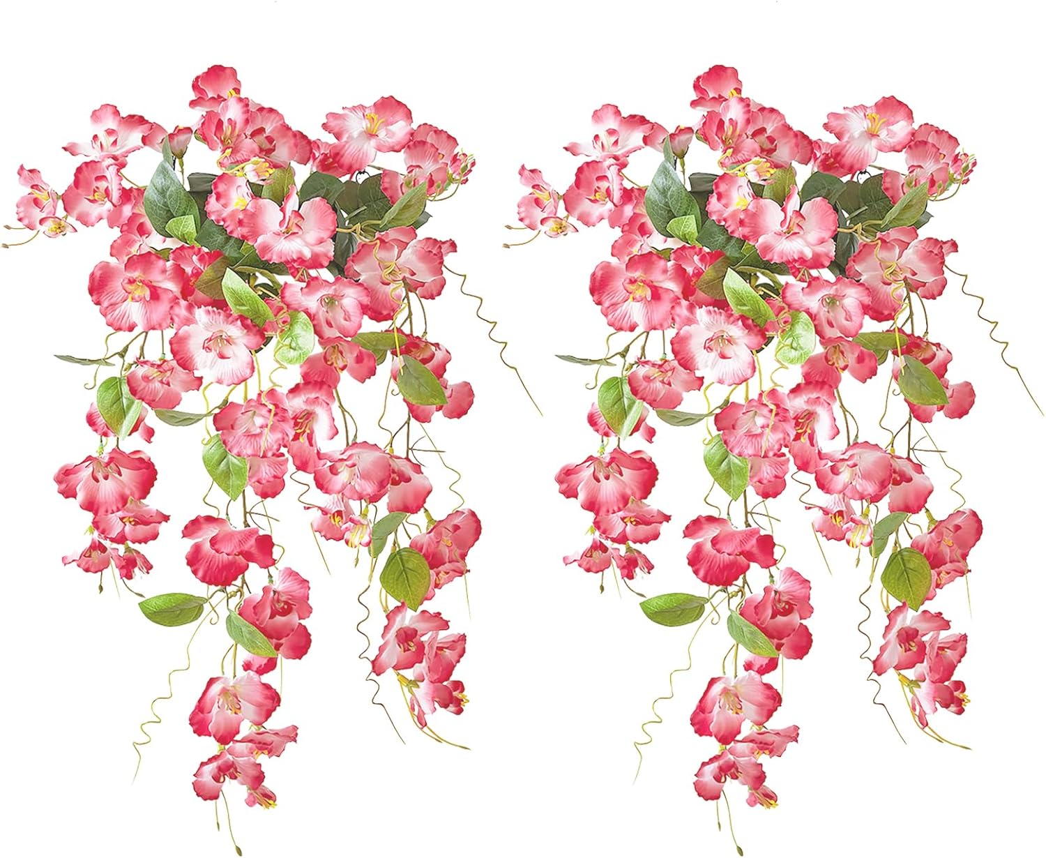 2Pcs Pink Artificial Silk Hibiscus Flower Hanging Decorations, UV Resistant Outdoor Faux Hibiscus Flowers for Home Outdoor Artificial Flower Decorations