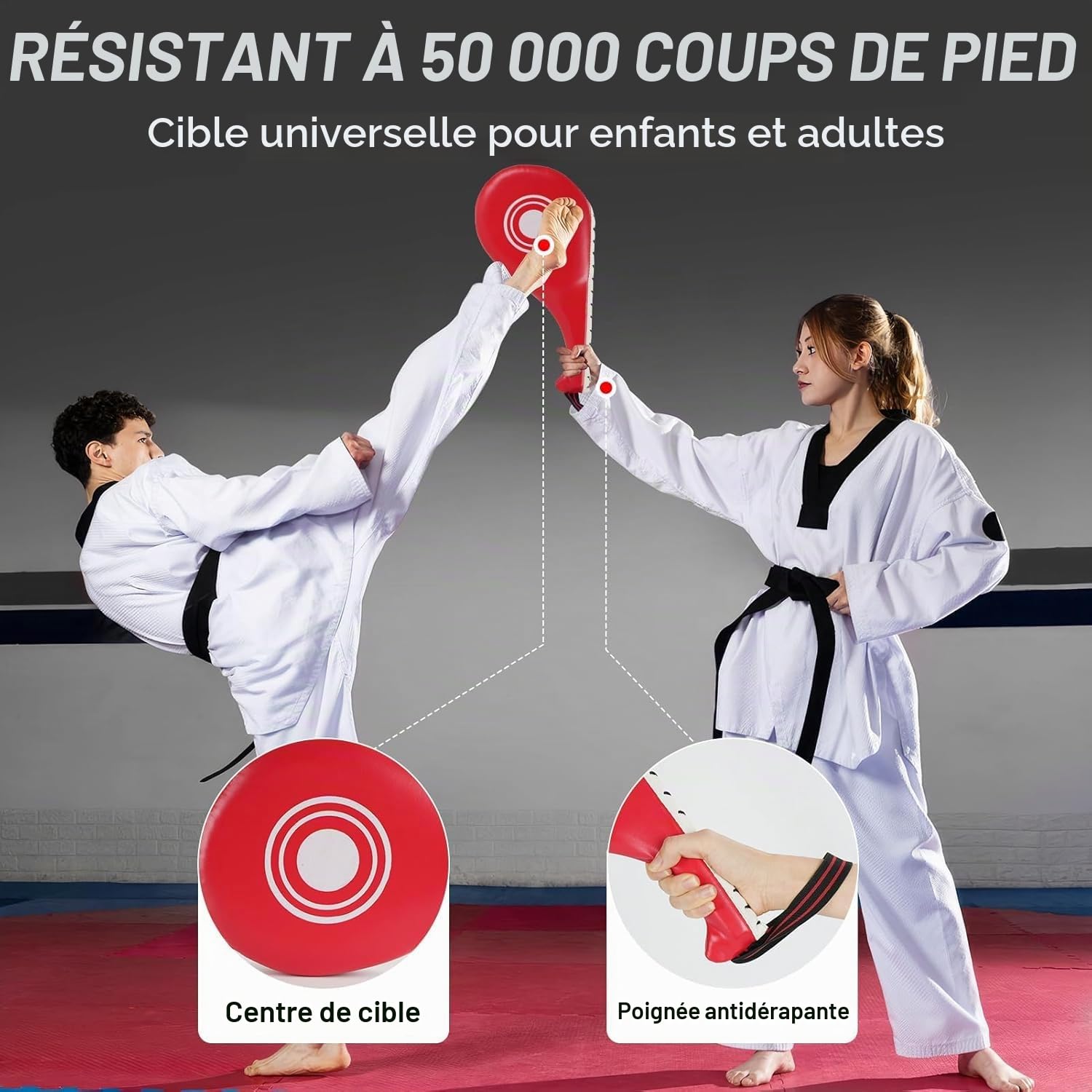 DEWEL Lot de Bouclier de Frappe en Cuir PU avec 1 Paire de Pattes d'ours Boxe, 1 Coussin de Frappe et 1 Coussinet de Taekwondo pour MMA Entraînement, Arts Martiaux, Taekwondo, Sports de Combat