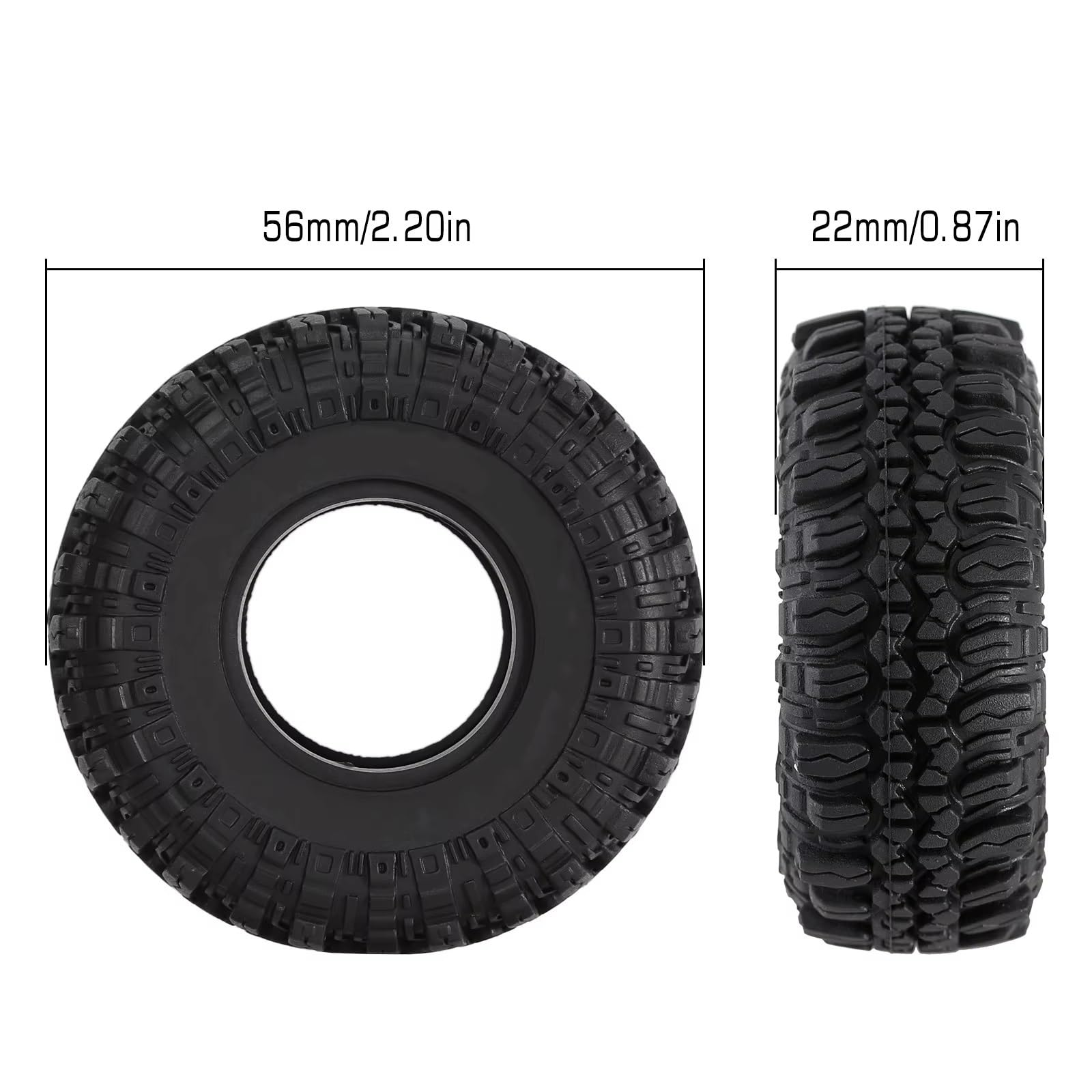 para Axial para SCX24 para TRX4M para AX24 Neumáticos De Rueda Goma Suave 1,0 "56 * 22mm Terreno Rocoso para Coche Trepador Control Remoto 1/18 1/24 RC Coche NeumáTico Piezas