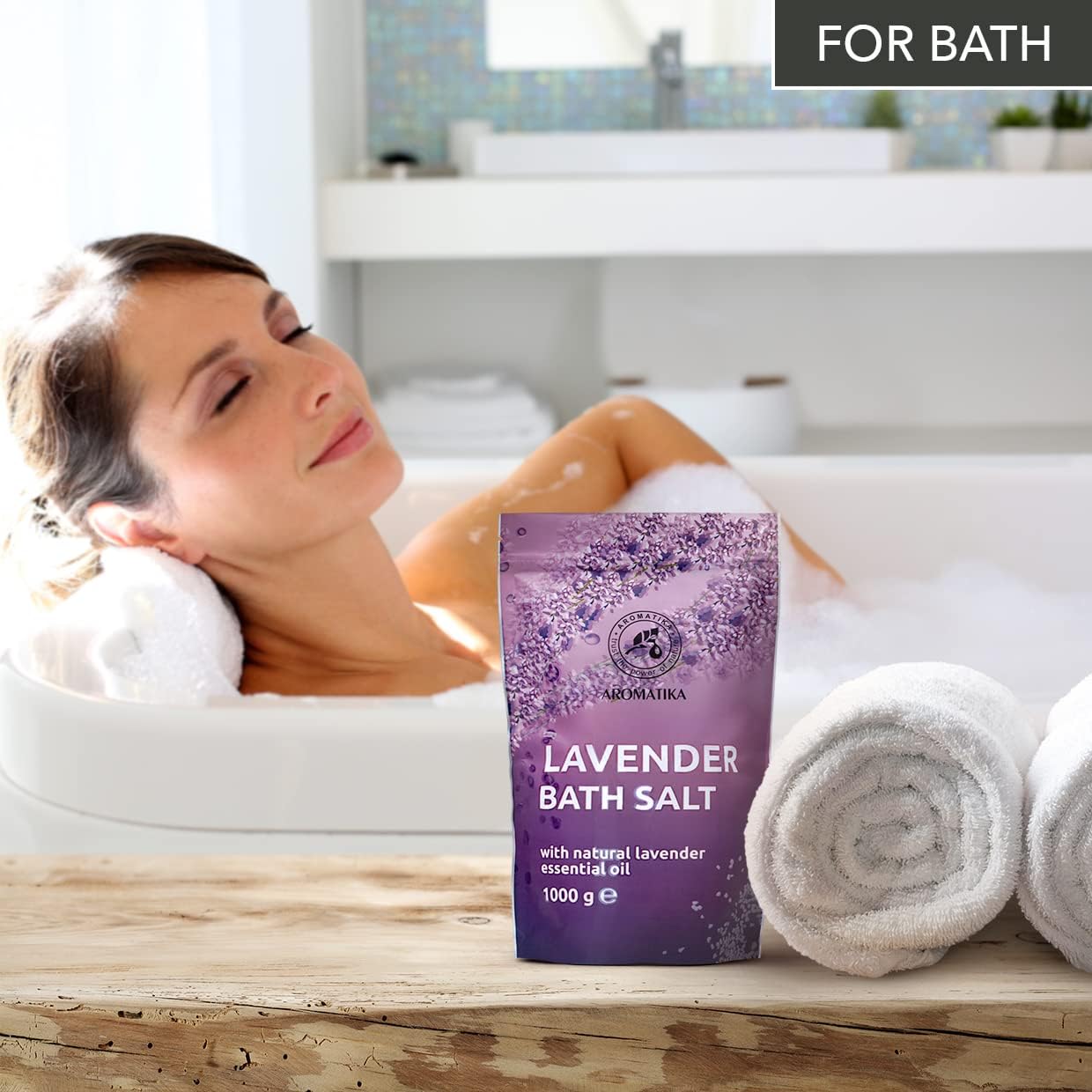 Bath Sea Salt Lavender – 35 oz (Zip Bag) - Sea Bath Salts with Natural Lavender Essential Oil - Relaxing Bath & Body Care - Spa Use