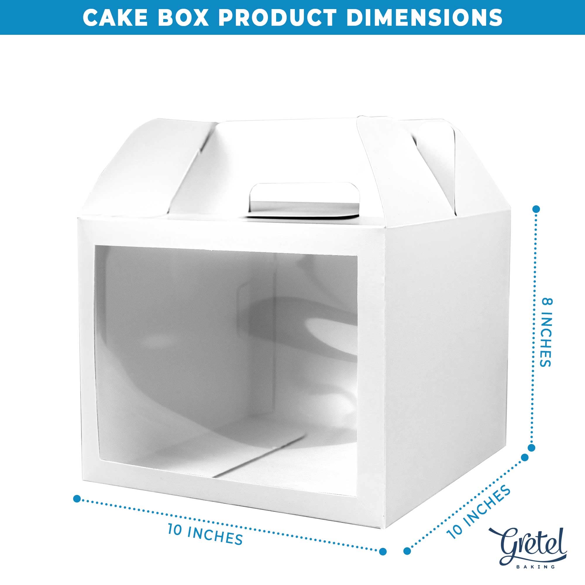 Tall White Cake Boxes - Clear Window & Handle (10-Pack) -3 Tall White Cake Boxes - Clear Window & Handle (10-Pack) -3