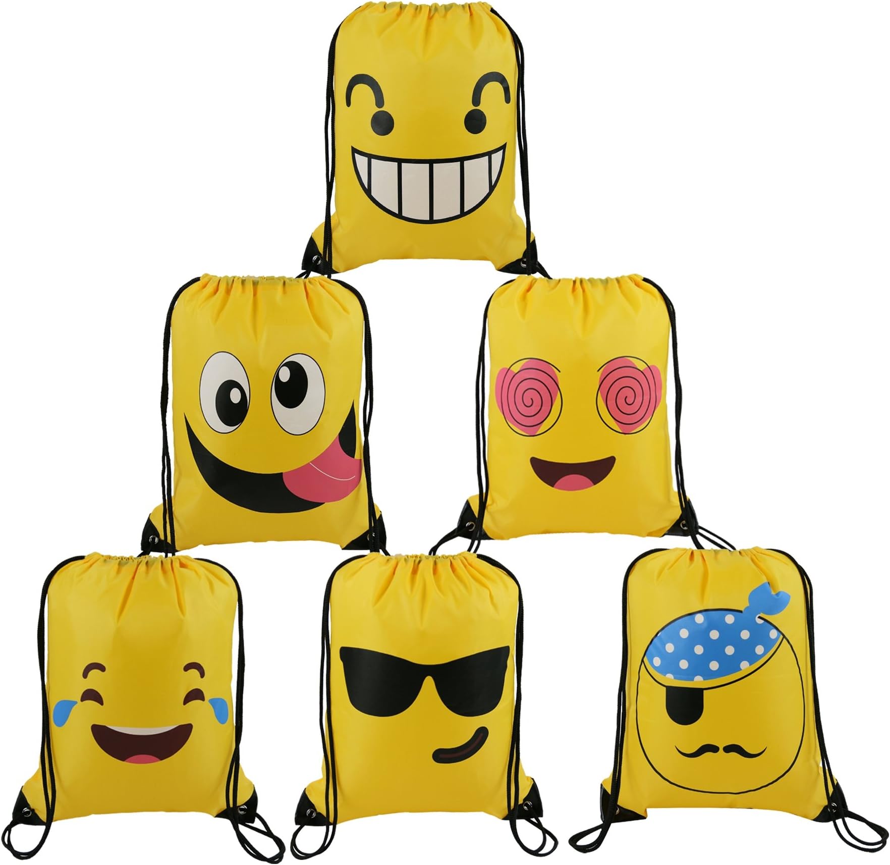 BeeGreen Cute-Emoji-Party-Supplies-Favors-Bags Drawstring Backpacks for Teens
