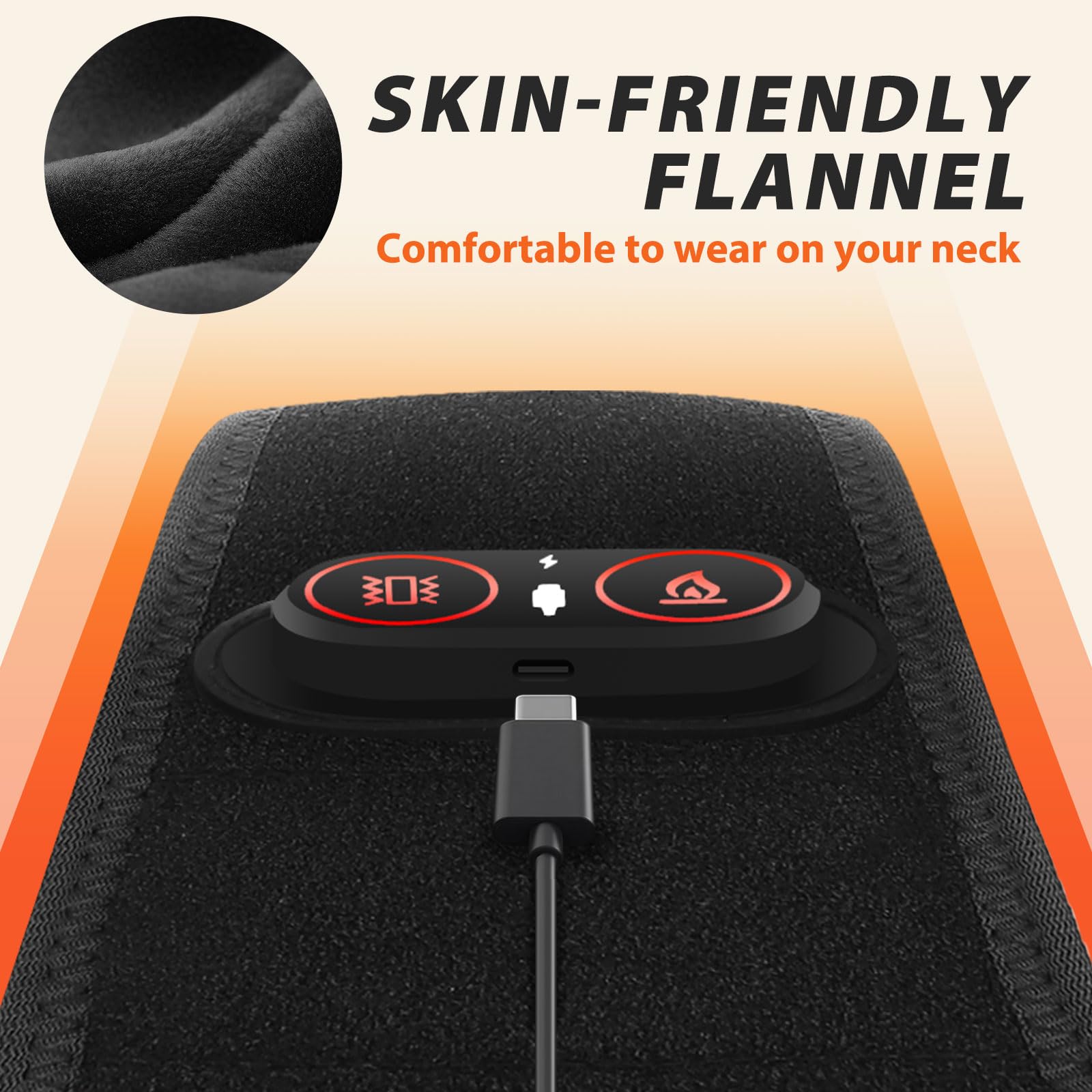 Coussin Chauffant Pour Le Cou Sans Fil Avec Massage Vibrant, Chauffeur De Cou Portable Avec Lumière Rouge 660nm, 3 Niveaux De Chaleur, 3 Modes De Vibration Et Batterie 3000mAh, Longueur 85cm