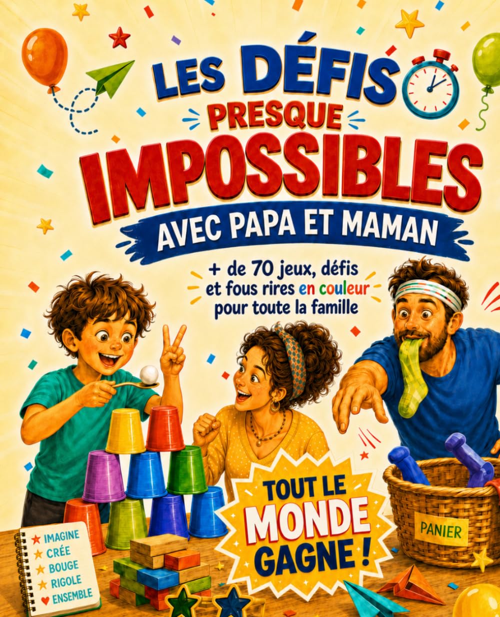 Les Défis Presque IMPOSSIBLES avec PAPA et MAMAN: Plus de 70 jeux, défis et fous rires en couleur pour toute la famille