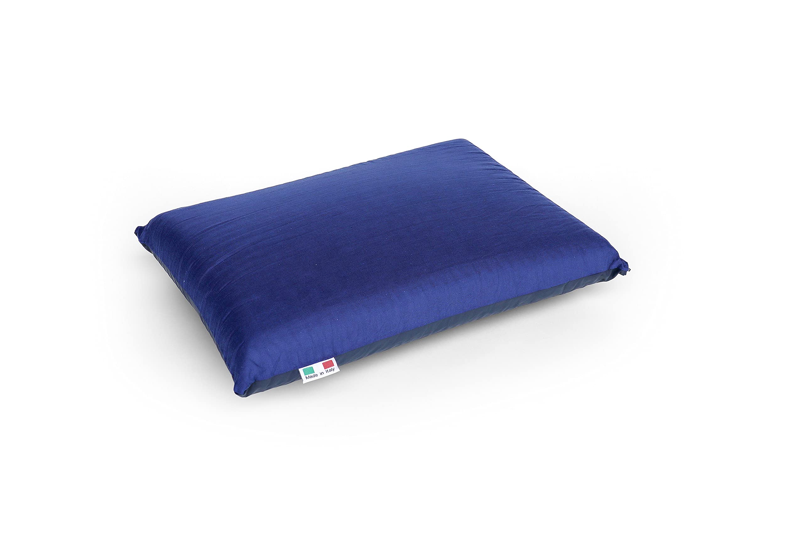 Talamo Italia Oreiller pour lit de camping, 100% Made in Italy, Oreiller en mousse à mémoire de forme avec housse imperméable et amovible, Facile à enrouler, 50x35xh13 cm