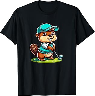 Cute Funny Beaver Golf Golfer Sports Ball Swing T-Shirt
