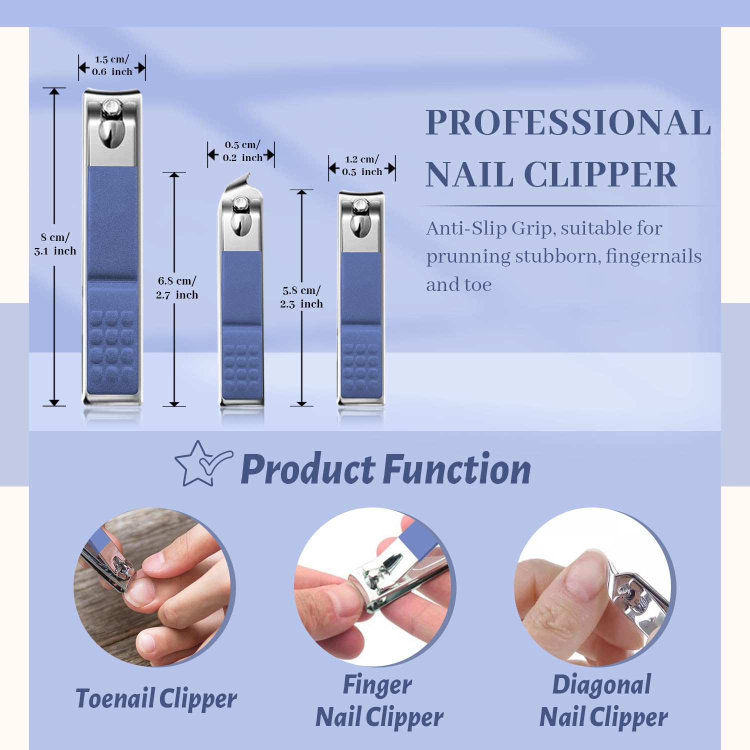 Set Manicure, 12 Pezzi Kit Manicure Professionale per Donne e Uomini, Set Pedicure Professionale Piedi, Grooming Kit Strumenti per Manicure e Pedicure con Borsa da Viaggio in Pelle Blu